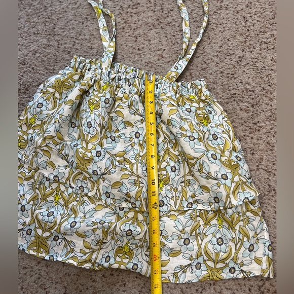 Made in Italy Colorful Floral 100% Linen Ruffle Adjustable Tie Strap Beach Top M - Picture 8 of 10